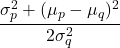 \begin{equation*} \frac{\sigma_p^2 + (\mu_p - \mu_q)^2}{2\sigma_q^2} \end{equation*}