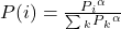 P(i) = \frac{P{_i}{^\alpha}}{\sum{_k}P{_k}{^\alpha}}